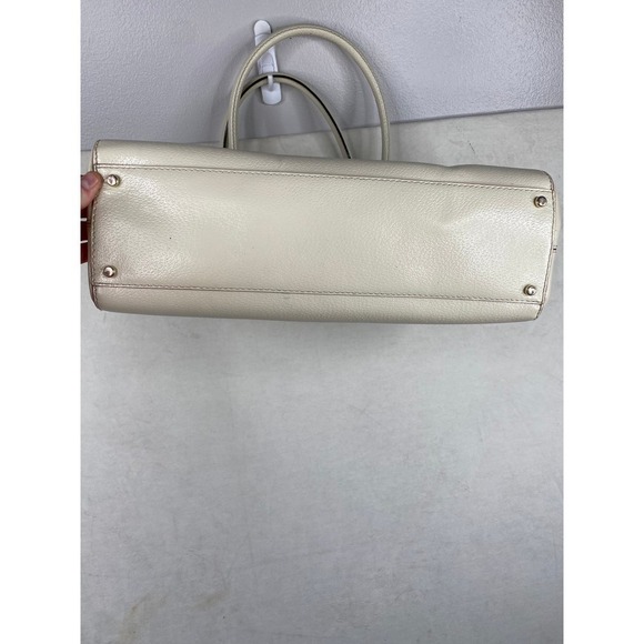 Kate Spade Ivory Leather Wellesley Quinn Tote Gold Tone Coastalcore Minimalist - Picture 9 of 10